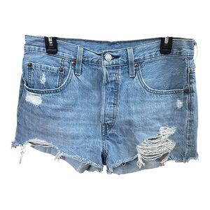 Levi's Light Blue Ripped Jean Shorts